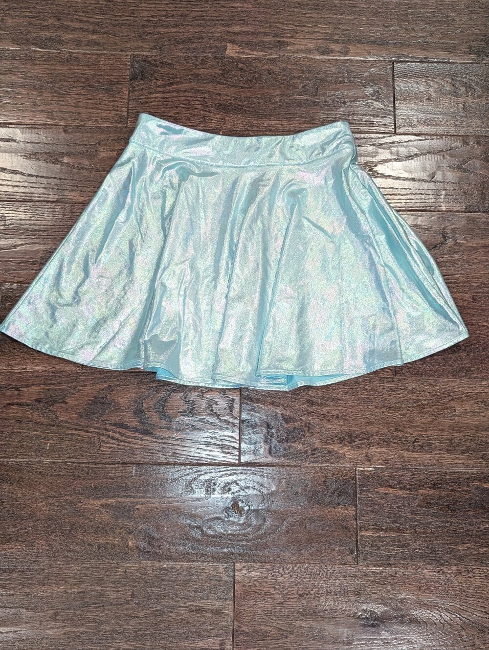 SHEIN Iridescent Light Blue Holographic Skater Skirt